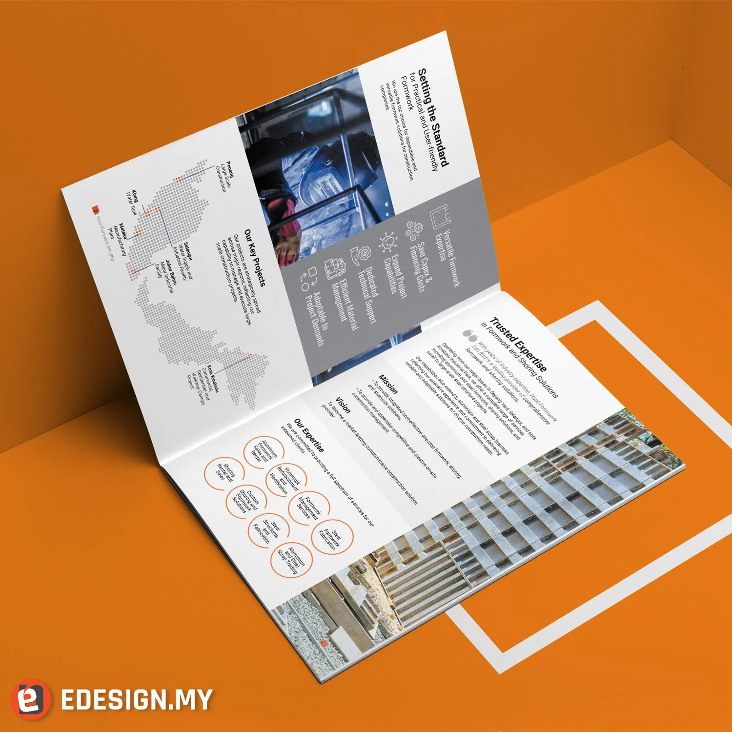 Hunt Formwork company profile spread